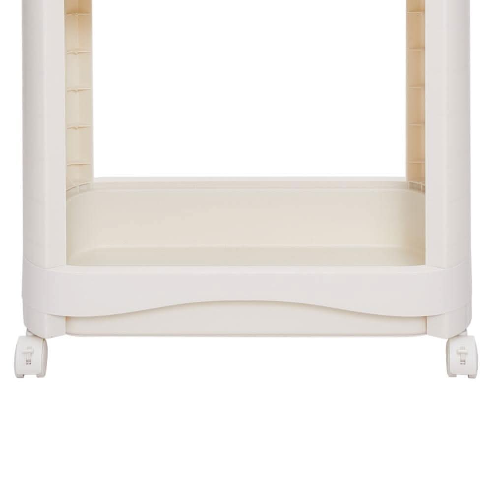 Cream White 2-Tier Rolling Storage Cart (52×30×52cm)