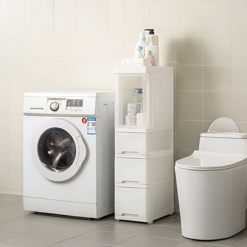 4-Tier Drawer-Style Plastic Storage Cabinet (24×36×99cm)