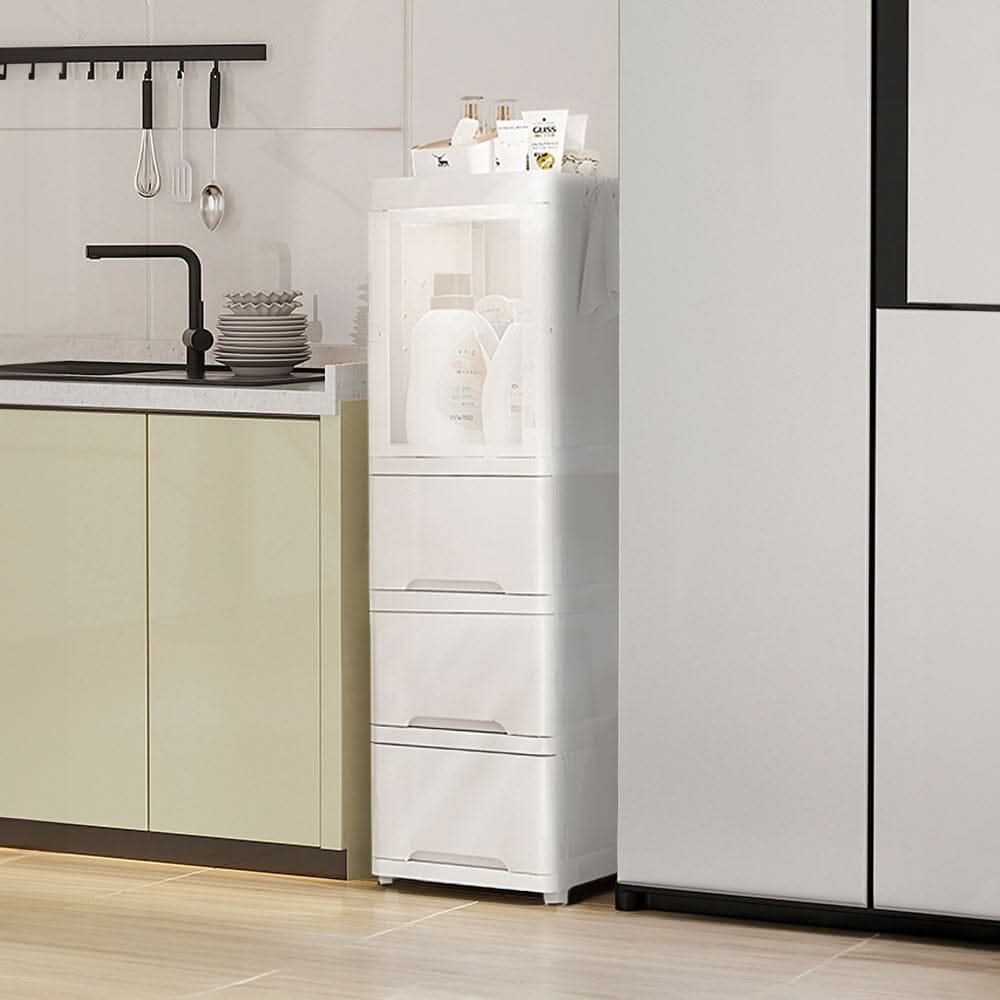 4-Tier Drawer-Style Plastic Storage Cabinet (24×36×99cm)
