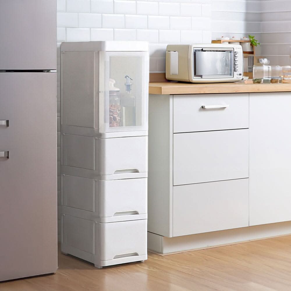 4-Tier Drawer-Style Plastic Storage Cabinet (24×36×99cm)