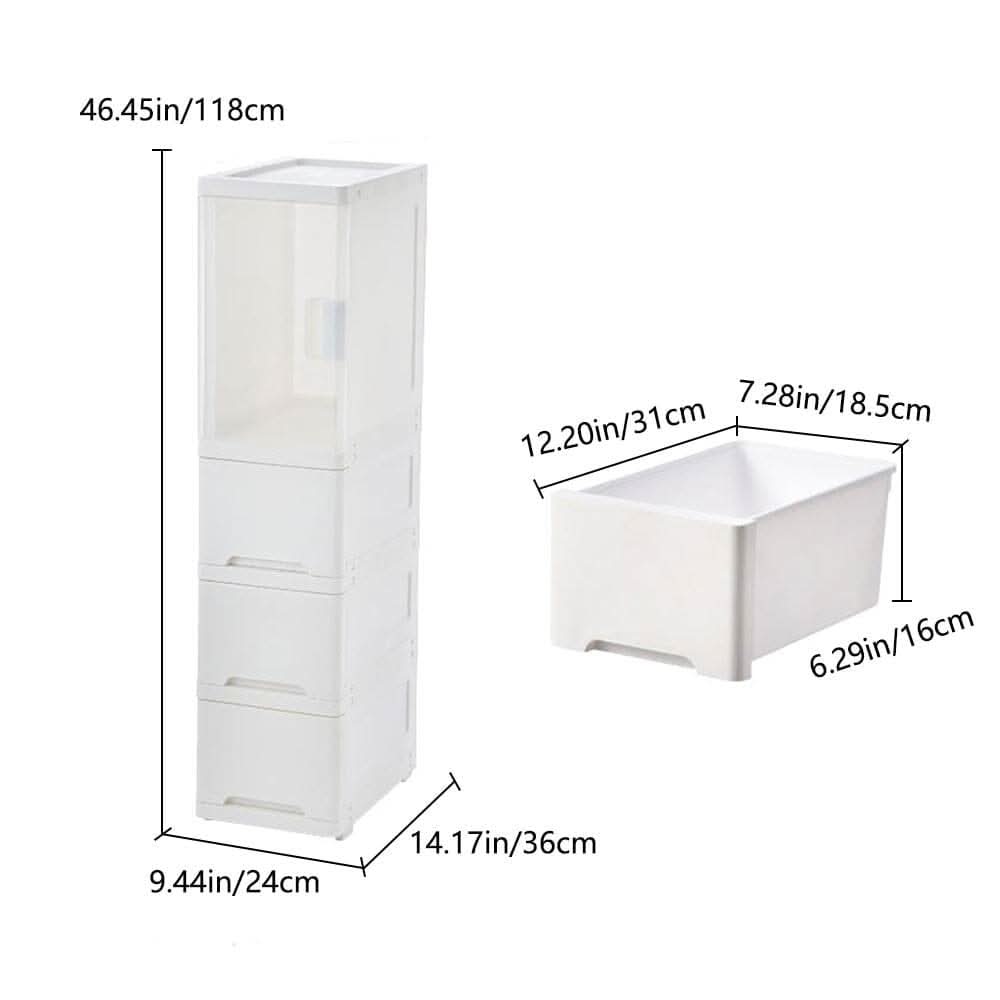4-Tier Drawer-Style Plastic Storage Cabinet (24×36×99cm)