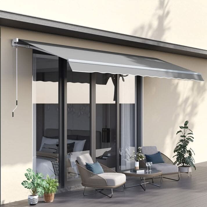 6ft/ 8ft/ 9ft/ 11ft/ 13ft Outdoor Retractable Patio Manual Shelter Awning Canopy for Window and Door
