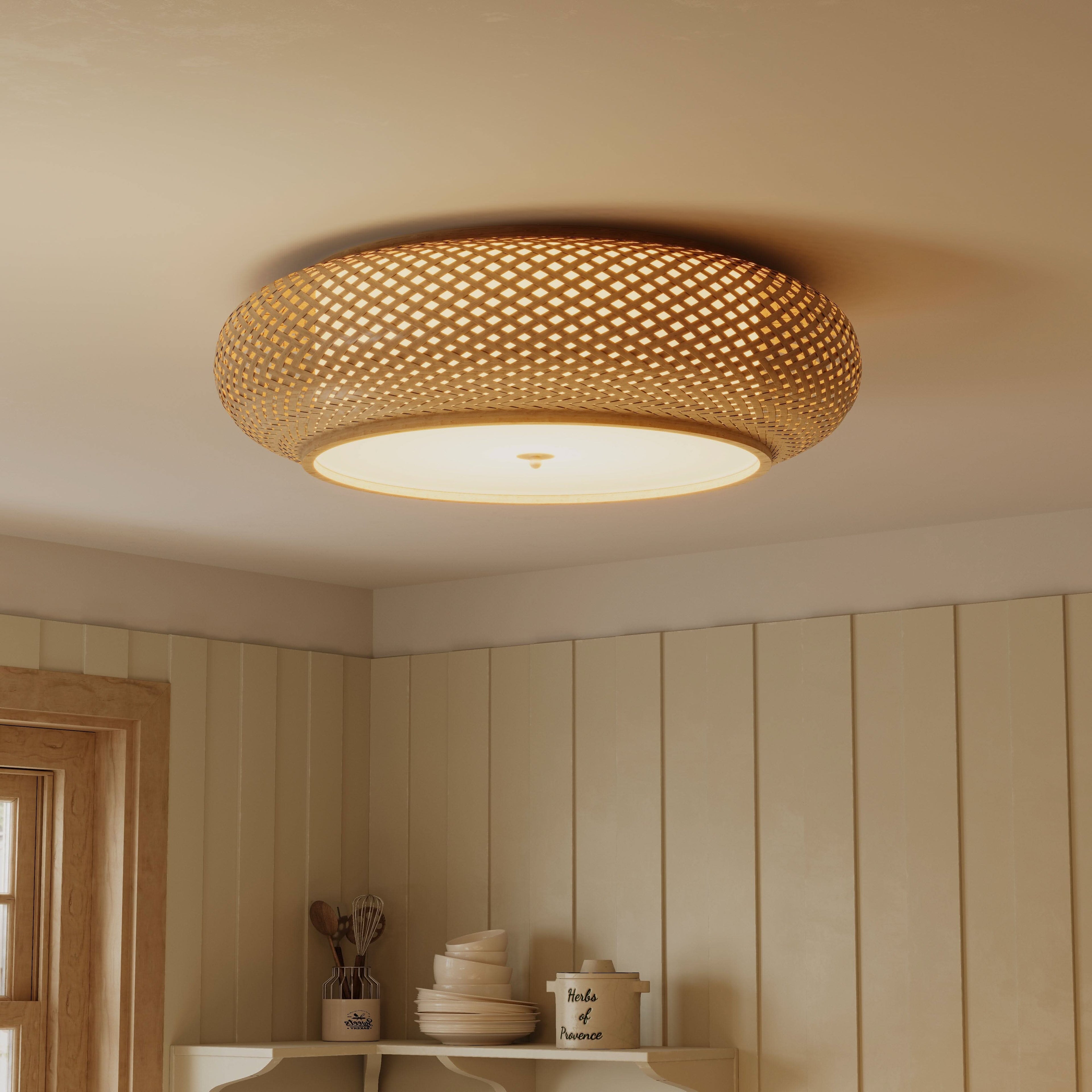 Lightsin Lutta-Handwoven Bamboo Ceiling Light – Zen-Style LED Fixture for Living Room, Bedroom & Dining Room