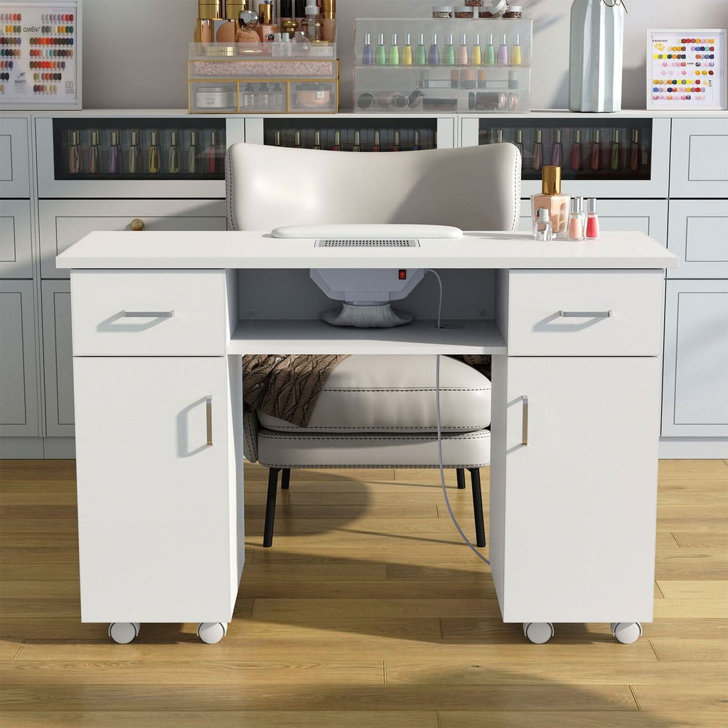 120cm Wide Wheeled Manicure Table with Electric Dust Extractor