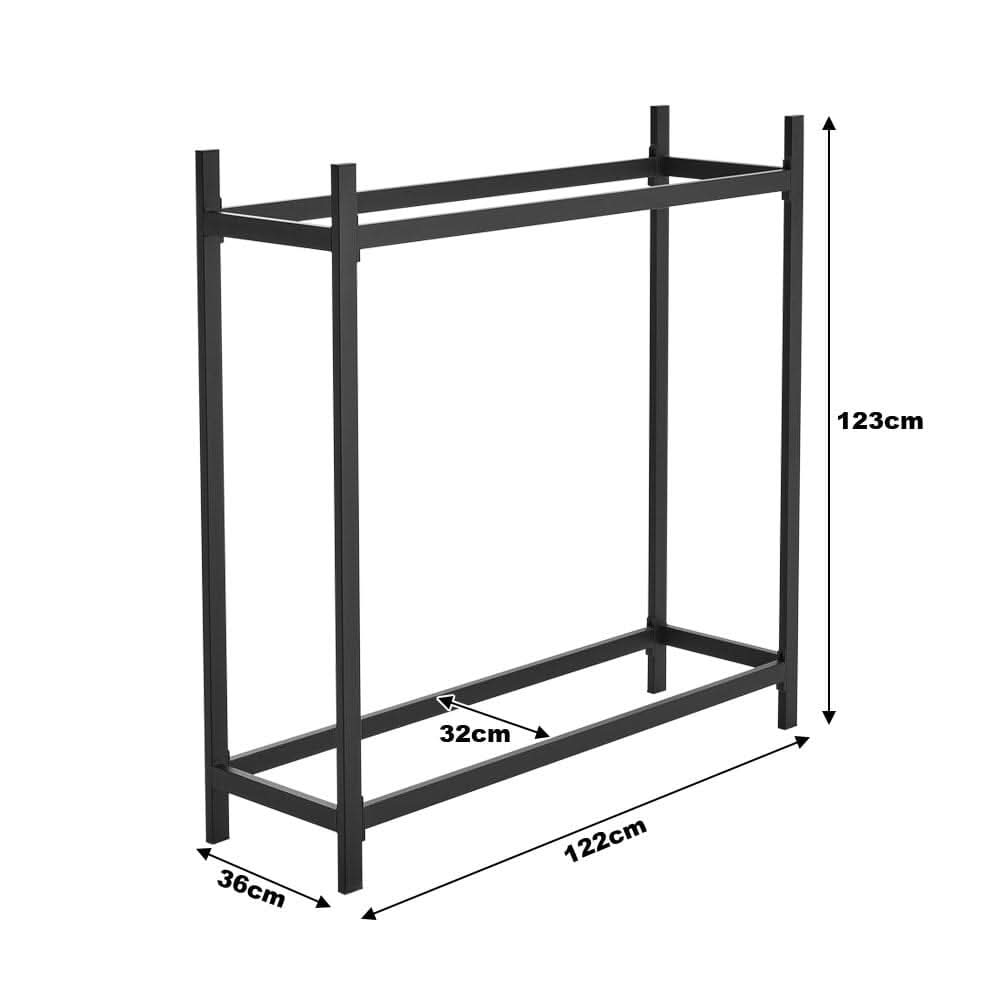 122cm W Iron Black Firewood Logs Holder Indoor Outdoor