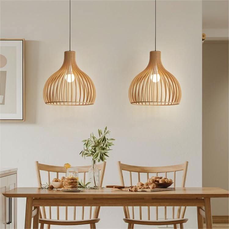 Lightsin Shadome-Nordic Wooden Cage Hanging Pendant Light