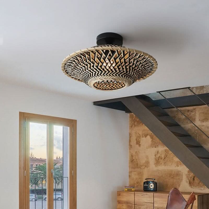 Lightsin Bamboo Radiance Handwoven LED Ceiling Light