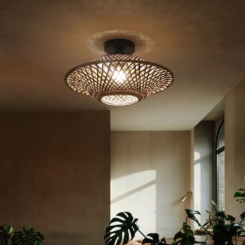 Lightsin Bamboo Radiance Handwoven LED Ceiling Light