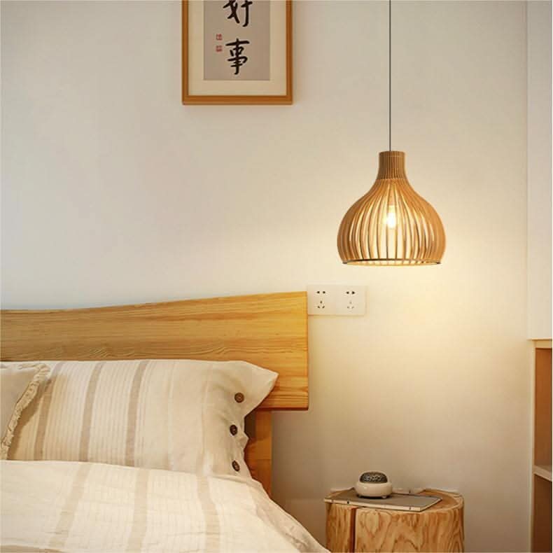 Lightsin Shadome-Nordic Wooden Cage Hanging Pendant Light