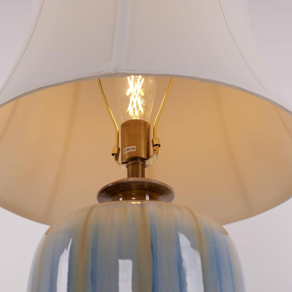Lightsin Ceramic Table Lamp Artisan Blue Brushed Glaze Decorative Lighting