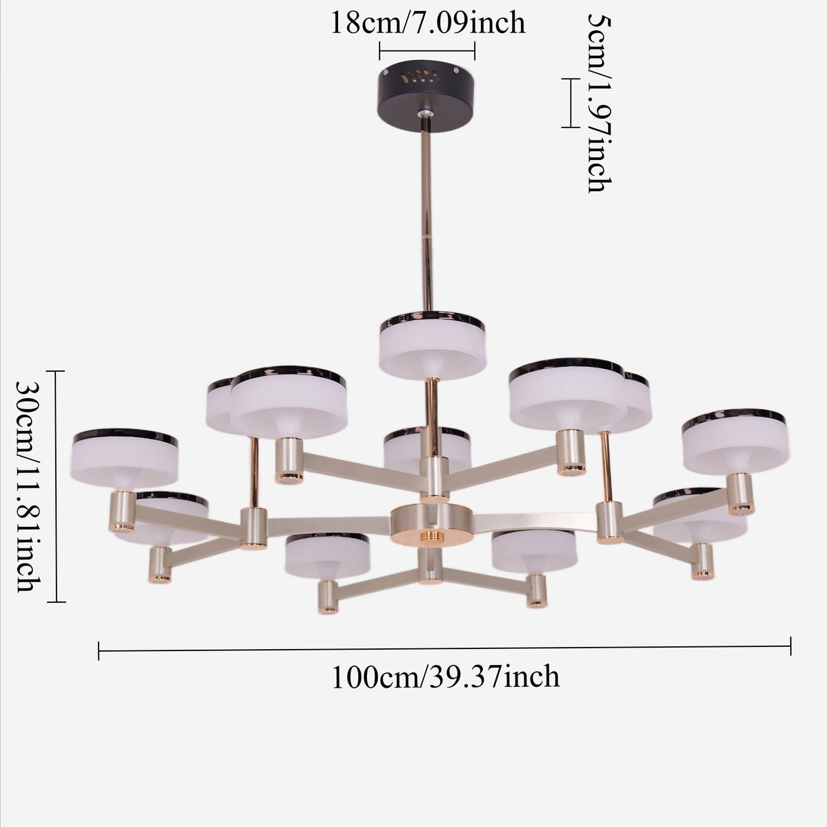 Lightsin Aluminum Acrylic Chandelier with Three-Color Changing