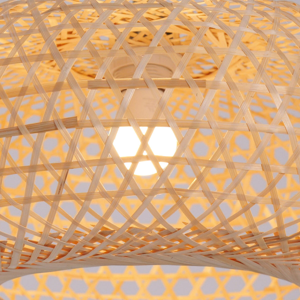Lightsin Natural Bamboo Pendant Light with Handwoven Lampshades in Four Sizes