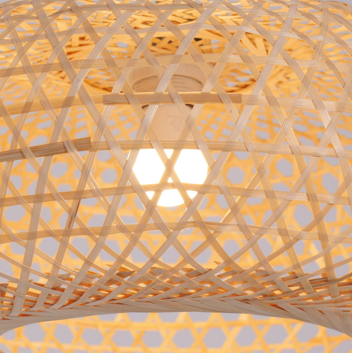 Lightsin Natural Bamboo Pendant Light with Handwoven Lampshades in Four Sizes