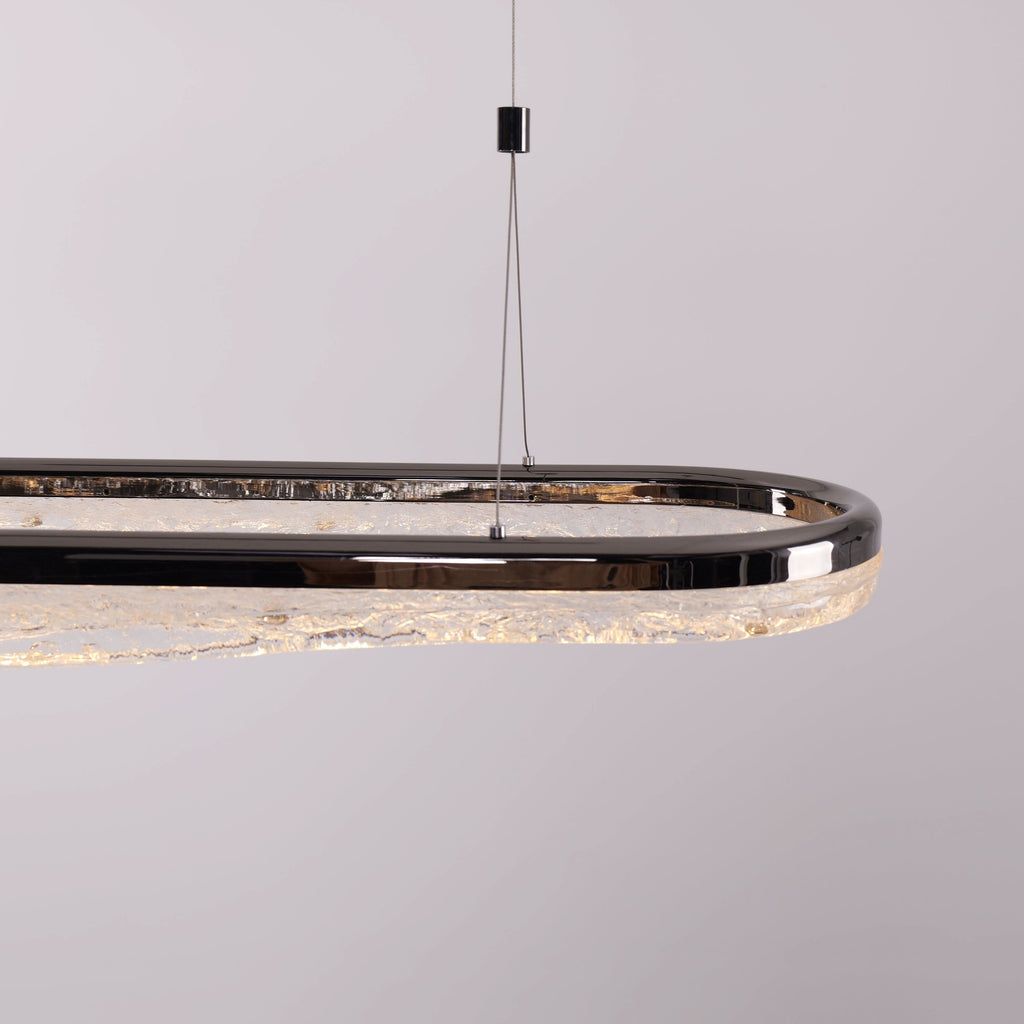 Lightsin Sleek Pearl Black LED Resin Oval Pendant Light Modern Chandelier Lighting