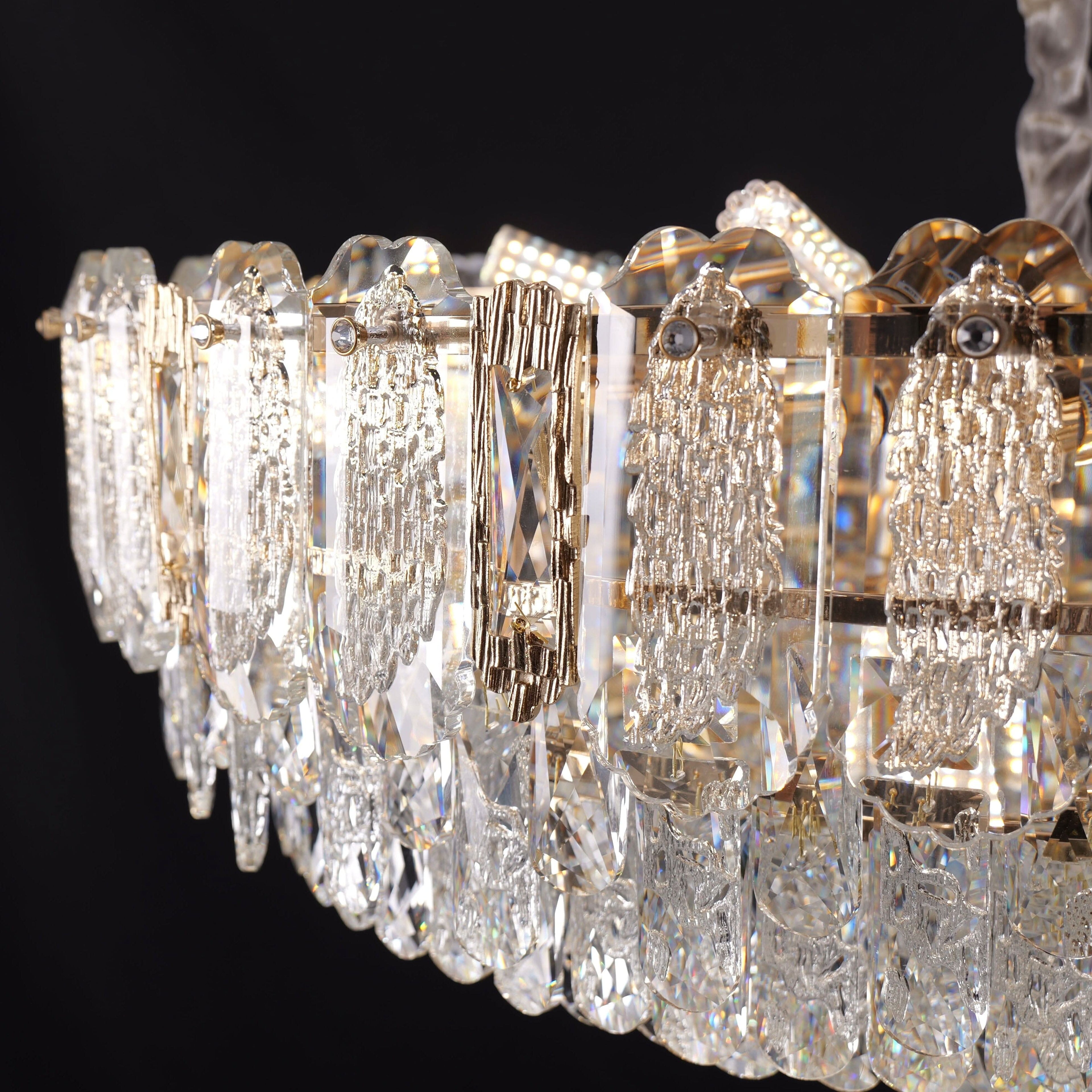 Lightsin Elegant Crystal-Accented Champagne Gold Crystal Chandelier Pendant Light