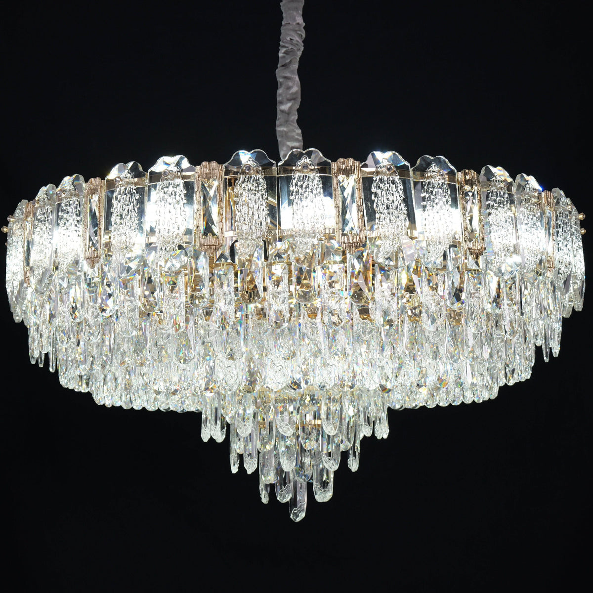 Lightsin Elegant Crystal-Accented Champagne Gold Crystal Chandelier Pendant Light