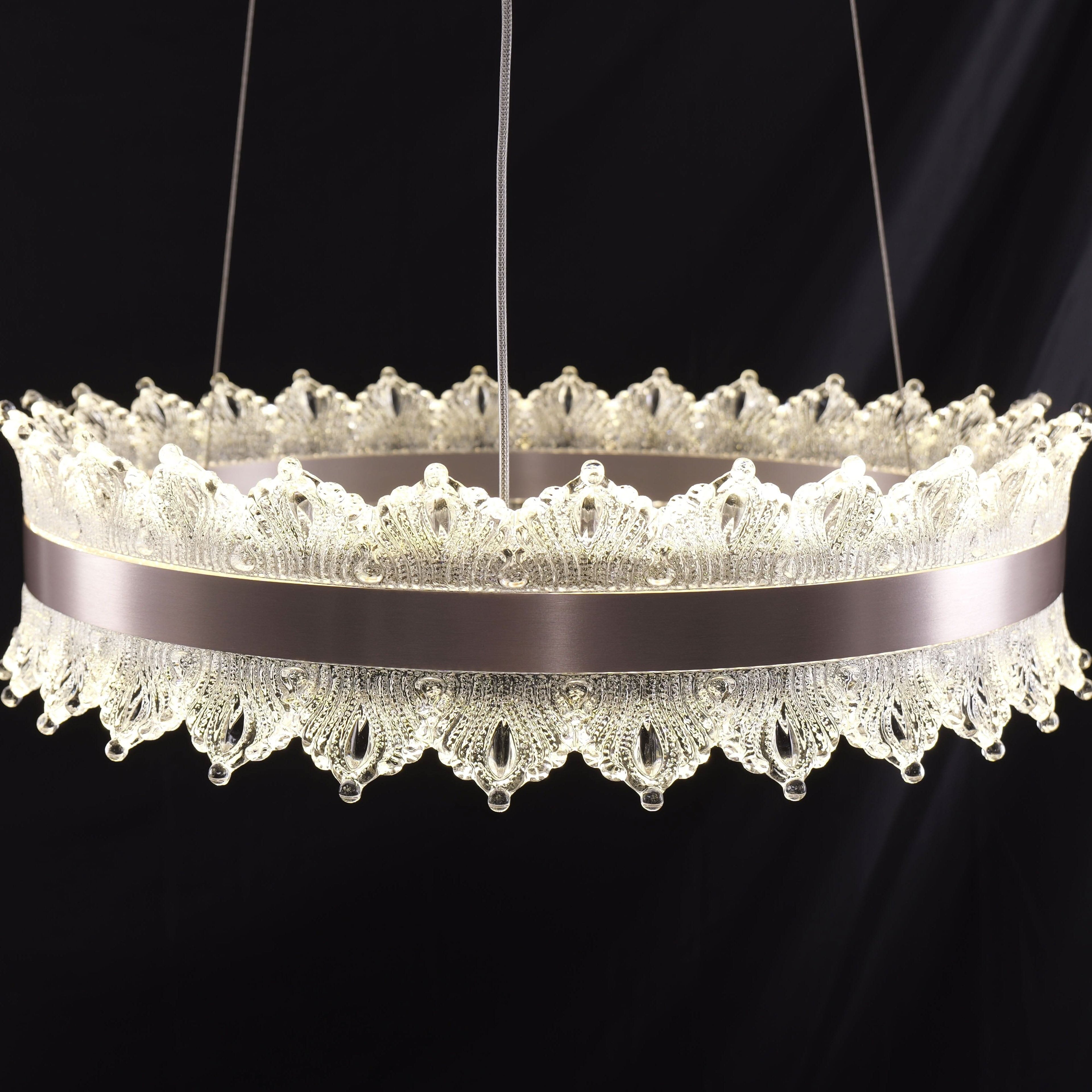 Lightsin Modern Simple Dimmable Metal Ring-Shaped Pendant Light with Acrylic Ceiling Light Cover and Acrylic Lighting Panels