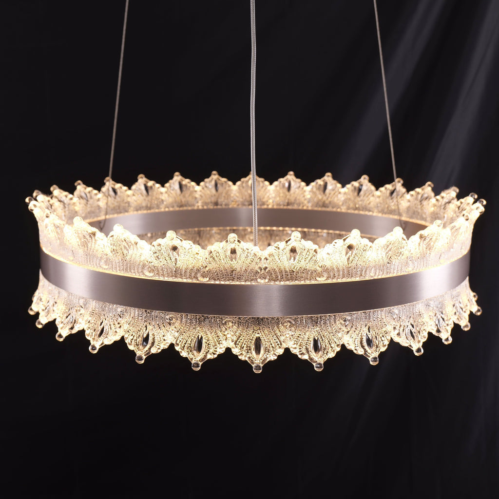 Lightsin Modern Simple Dimmable Metal Ring-Shaped Pendant Light with Acrylic Ceiling Light Cover and Acrylic Lighting Panels