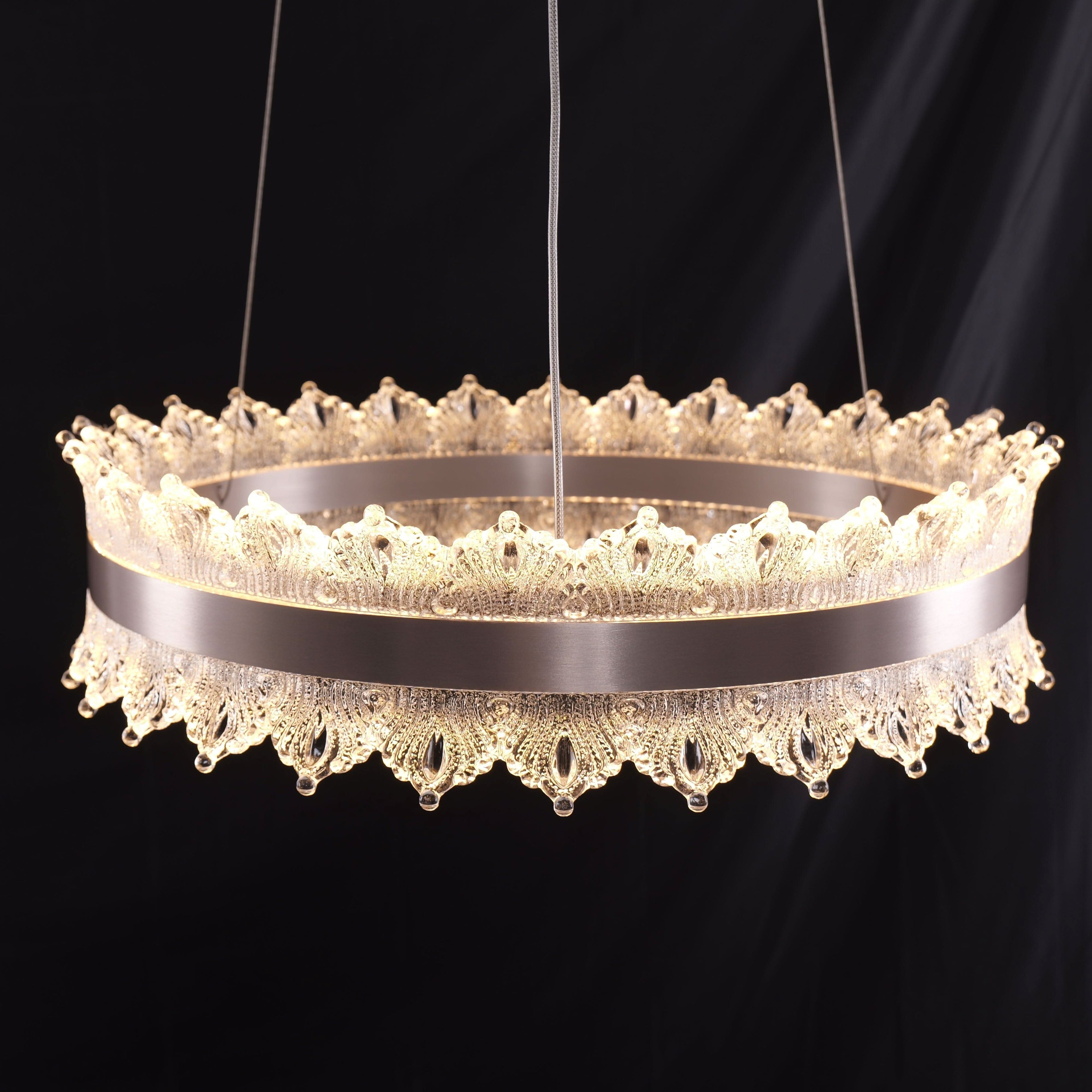 Lightsin Modern Simple Dimmable Metal Ring-Shaped Pendant Light with Acrylic Ceiling Light Cover and Acrylic Lighting Panels