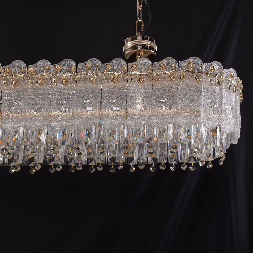 Lightsin Contemporary Crystal Pendant Light Oval and Round Dimmable Ceiling Fixture for Living Room and Hall