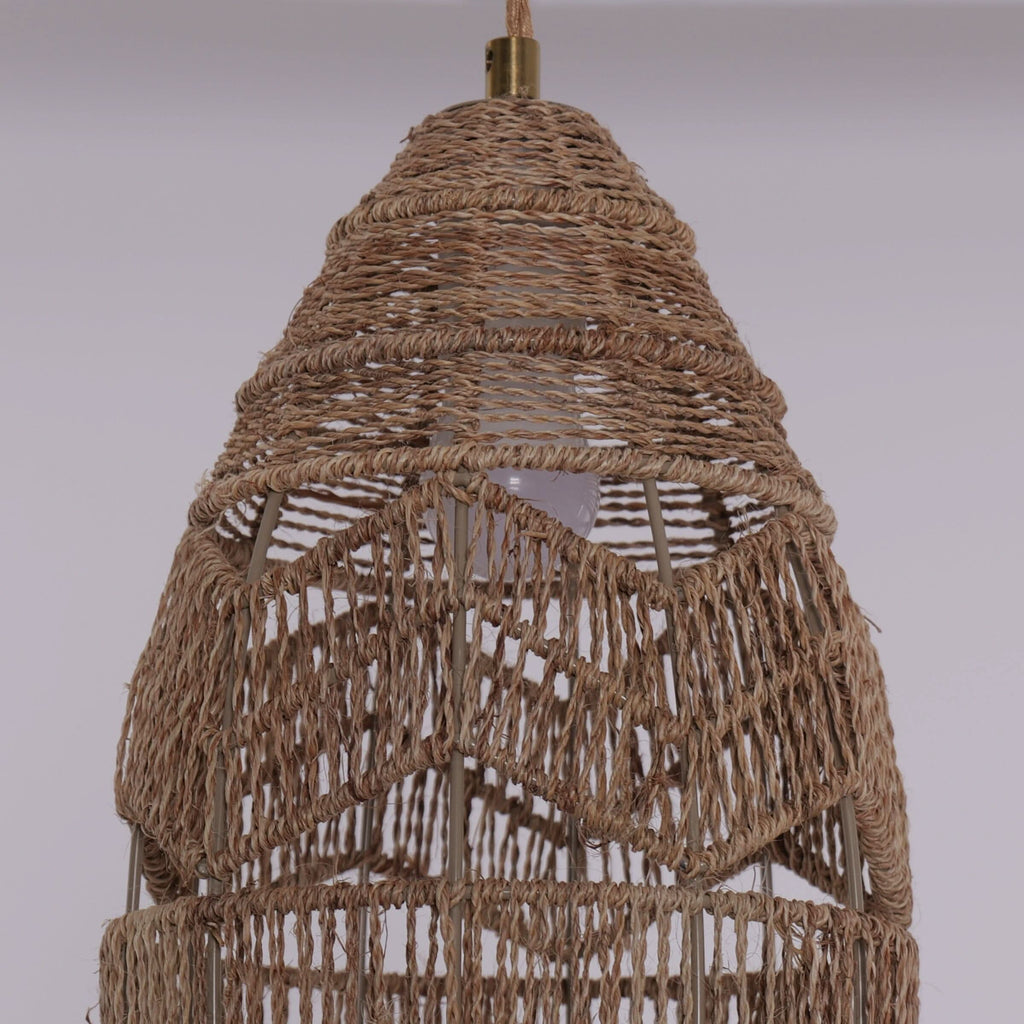 Lightsin Handwoven Rattan Bell Pendant Light for Dining Room Decor