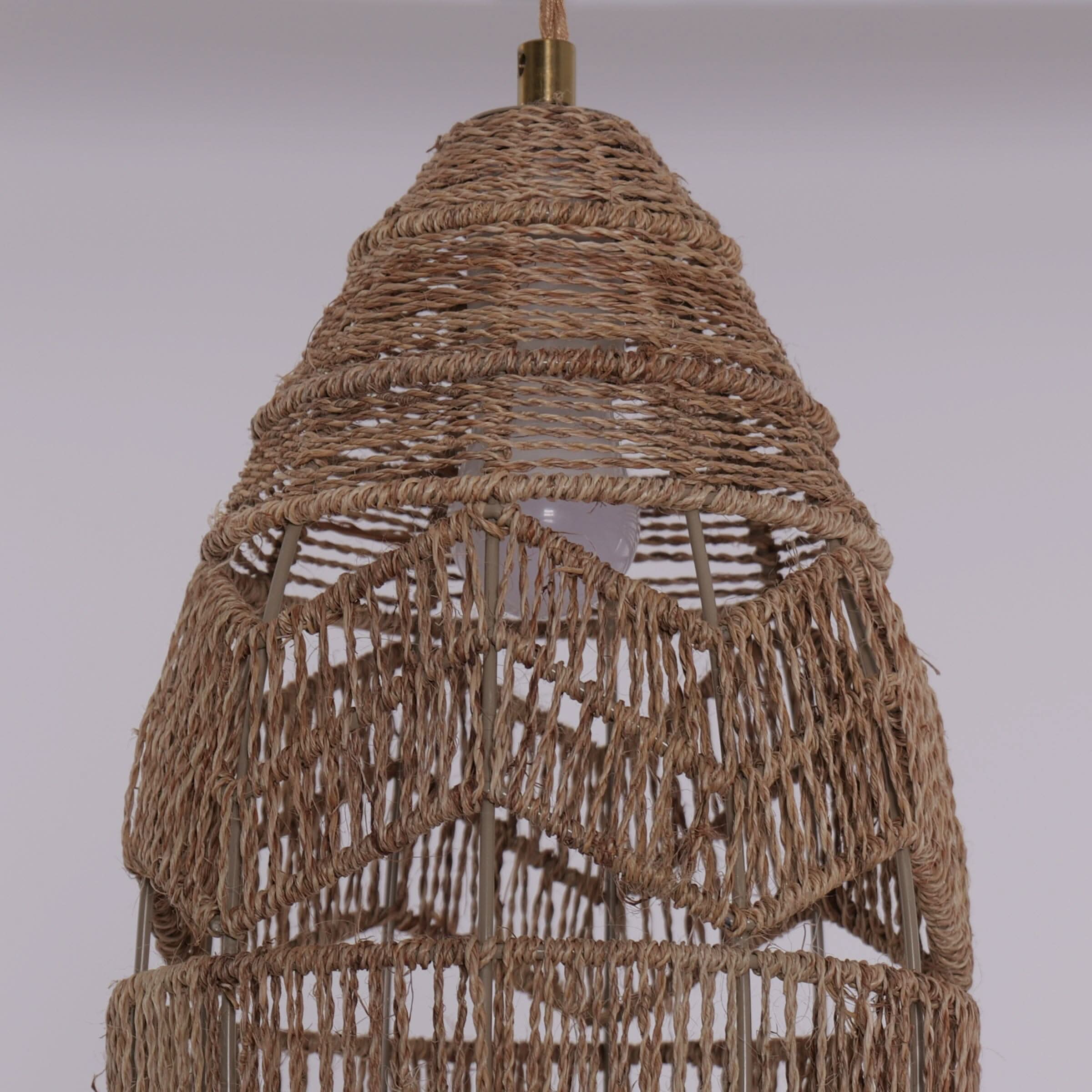 Lightsin Handwoven Rattan Bell Pendant Light for Dining Room Decor