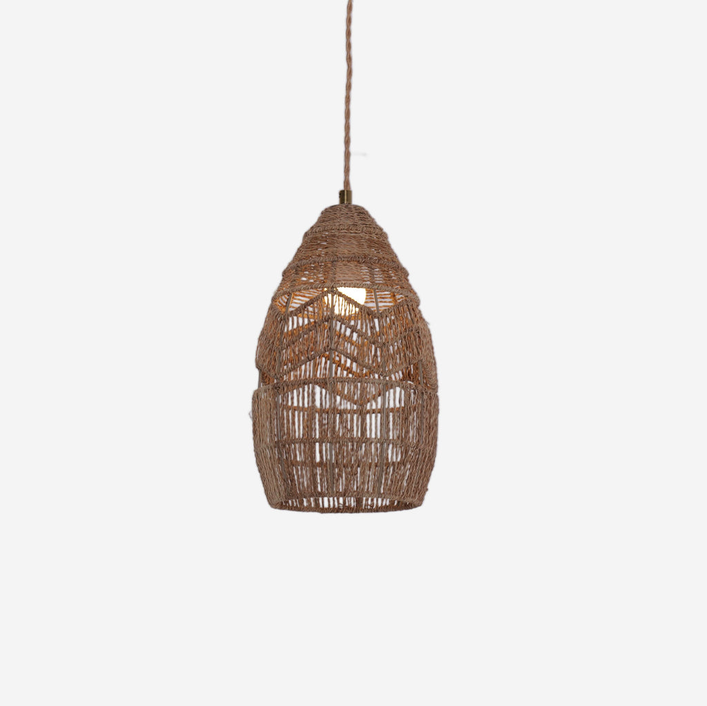 Lightsin Handwoven Rattan Bell Pendant Light for Dining Room Decor