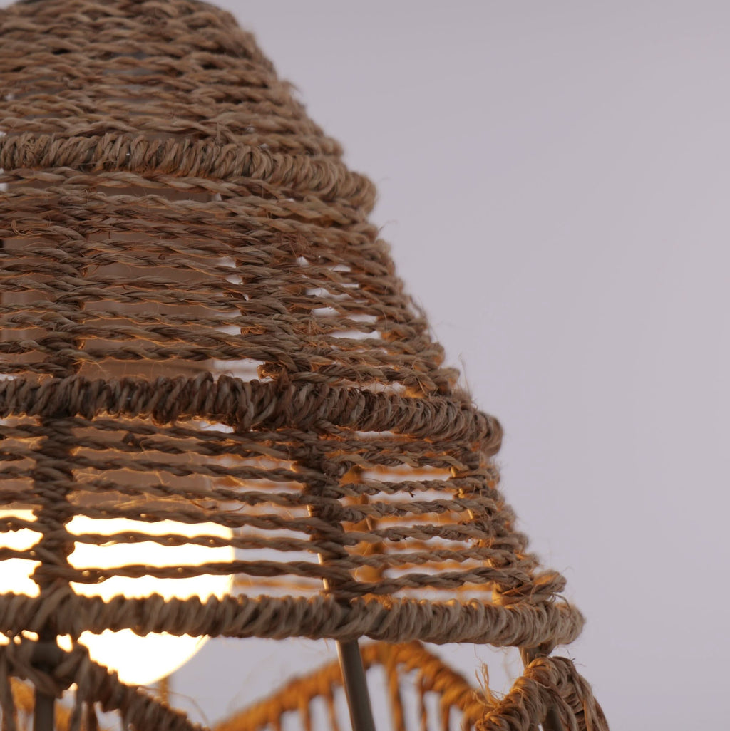 Lightsin Handwoven Rattan Bell Pendant Light for Dining Room Decor