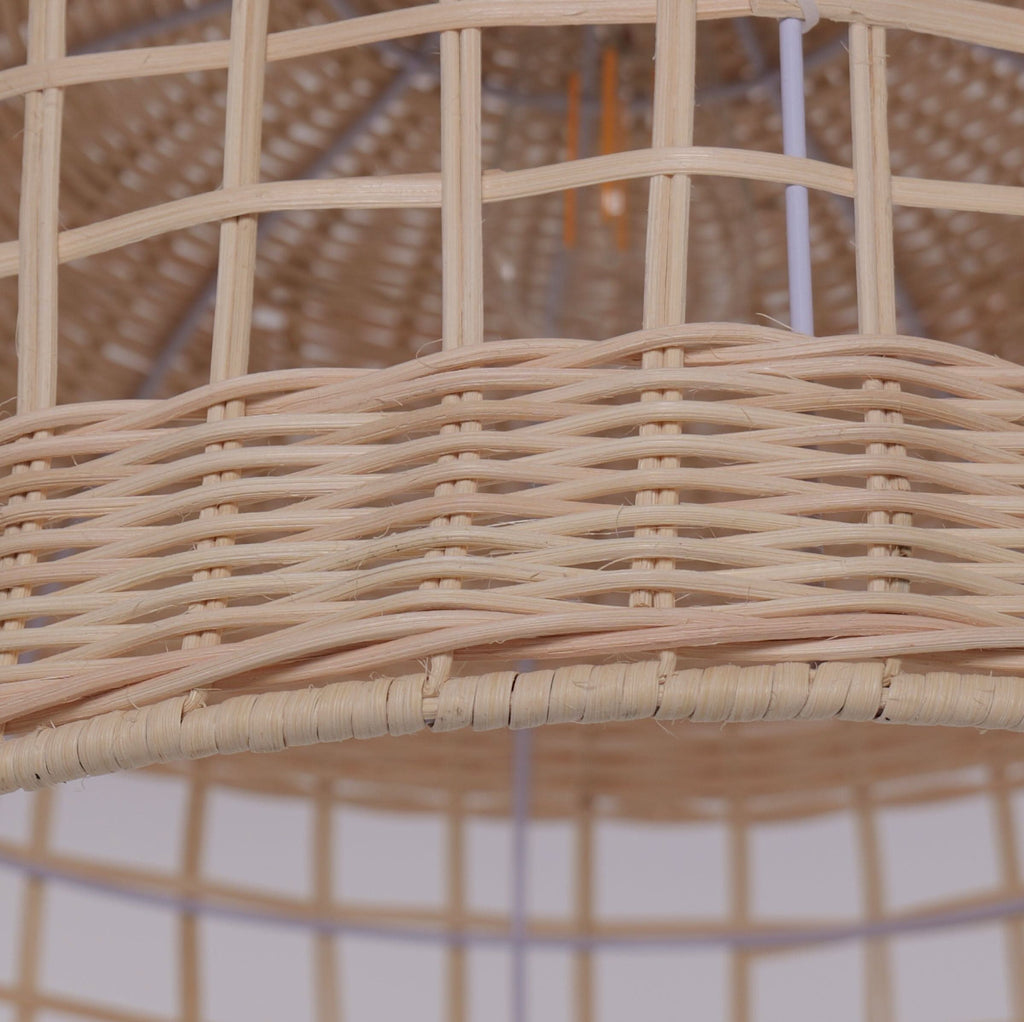 Lightsin Cella-Rattan Pendant Light – Handwoven Dome Ceiling Light with Lattice Design for Living Room, Bedroom & Kitchen