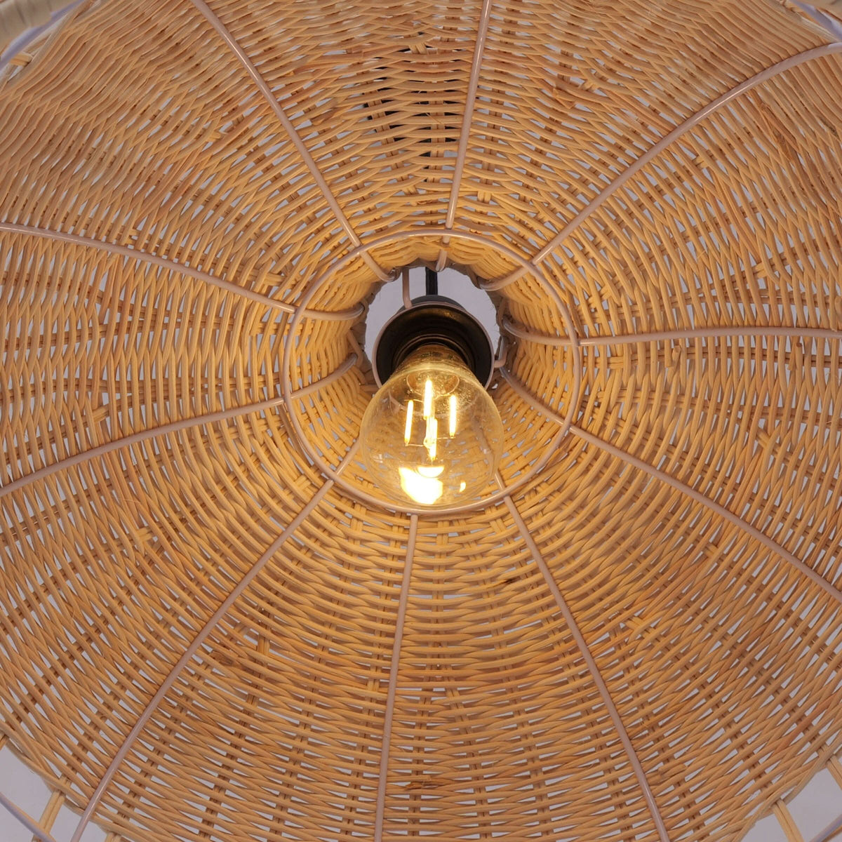 Lightsin Cella-Rattan Pendant Light – Handwoven Dome Ceiling Light with Lattice Design for Living Room, Bedroom & Kitchen