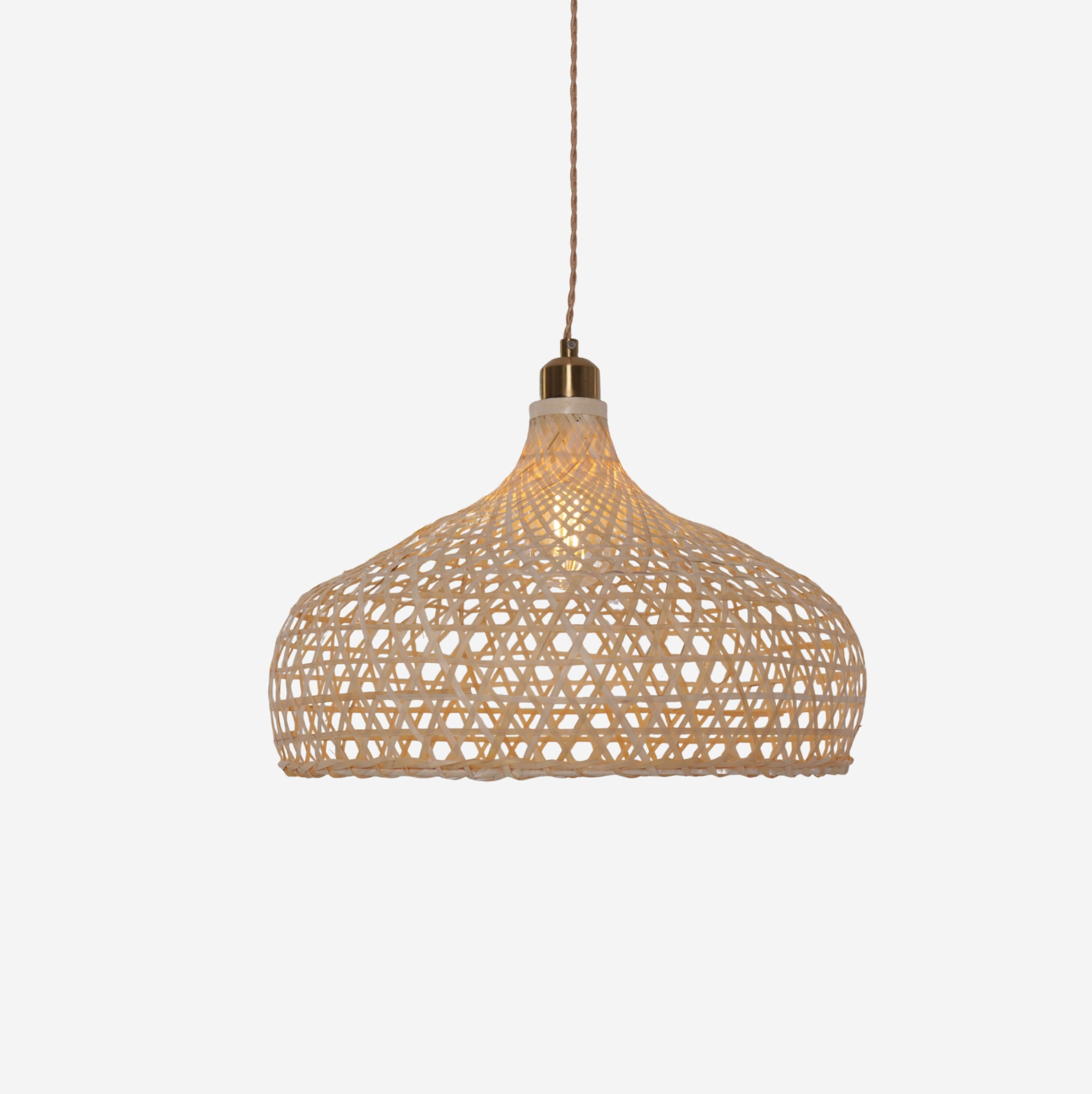 Lightsin Natural Bamboo Pendant Light with Handwoven Lampshades in Four Sizes