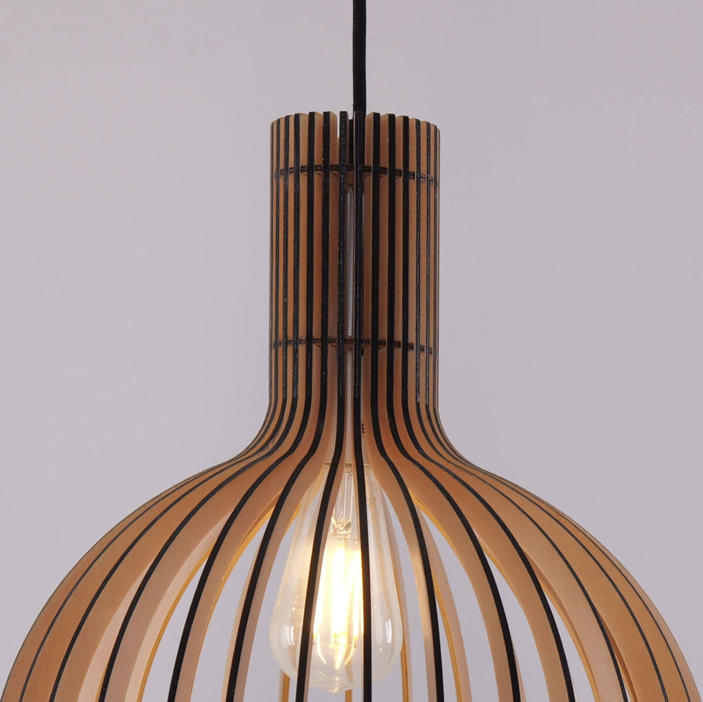 Lightsin Shadome-Scandinavian LED Wooden Birdcage Pendant Light
