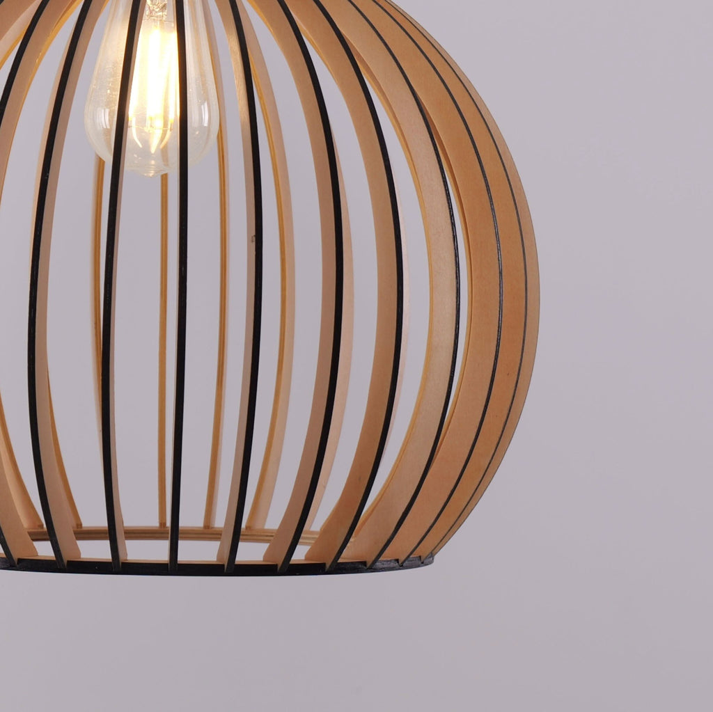 Lightsin Shadome-Scandinavian LED Wooden Birdcage Pendant Light