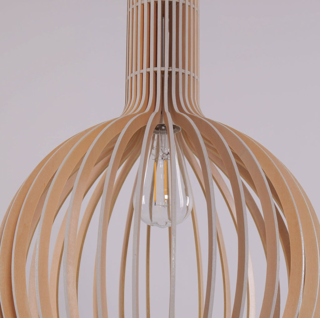 Lightsin Shadome-Scandinavian LED Wooden Birdcage Pendant Light