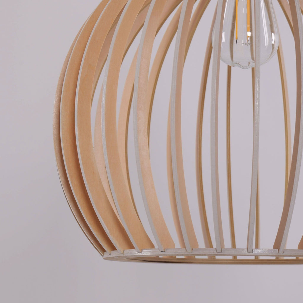 Lightsin Shadome-Scandinavian LED Wooden Birdcage Pendant Light