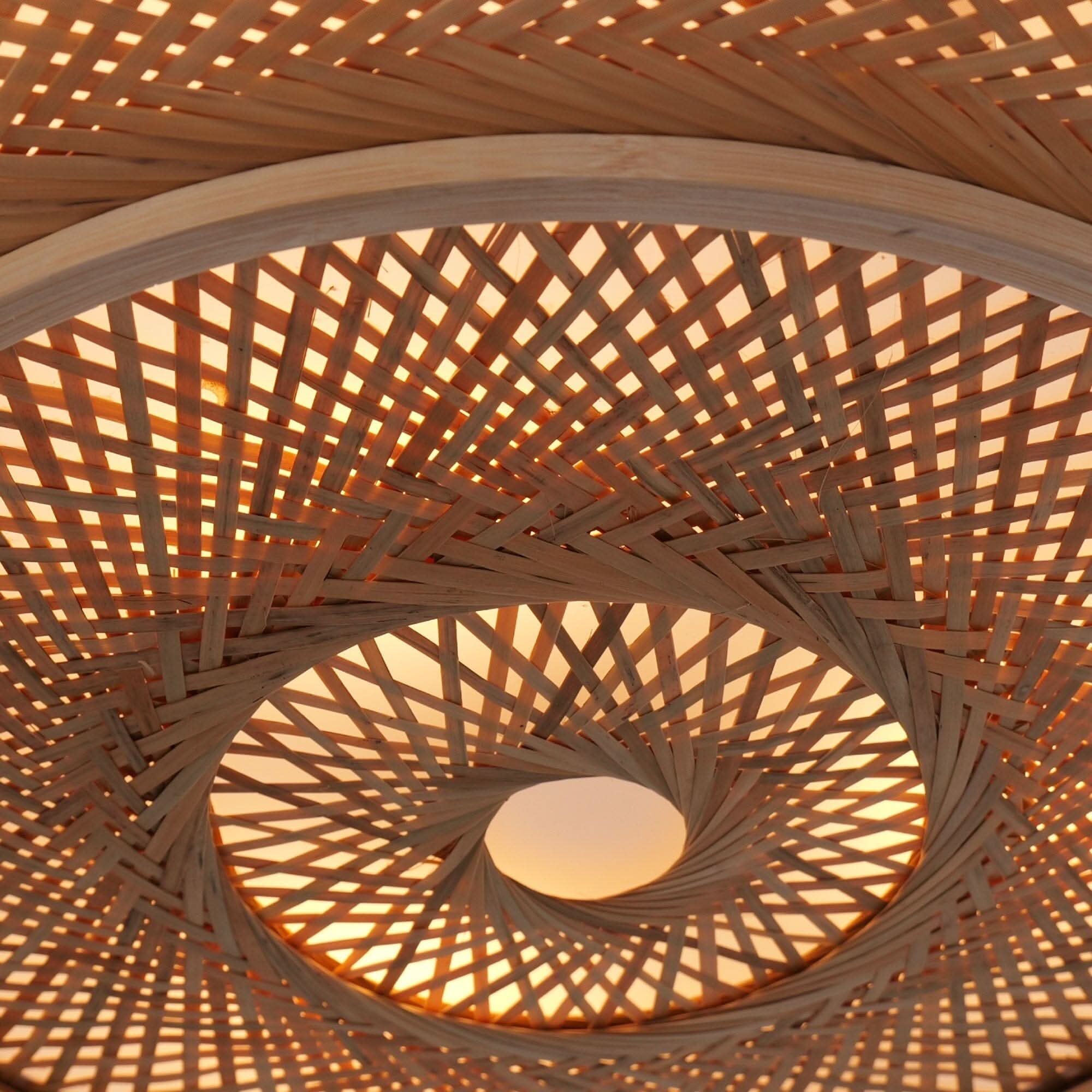 Lightsin Lutta-Handwoven Bamboo Ceiling Light – Zen-Style LED Fixture for Living Room, Bedroom & Dining Room