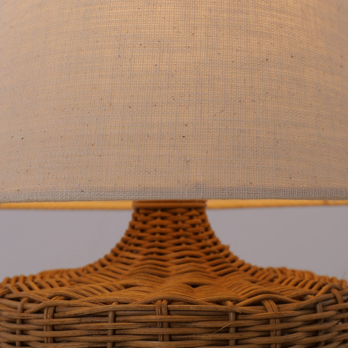 Lightsin Handwoven Rattan Table Lamp with Linen Shaded