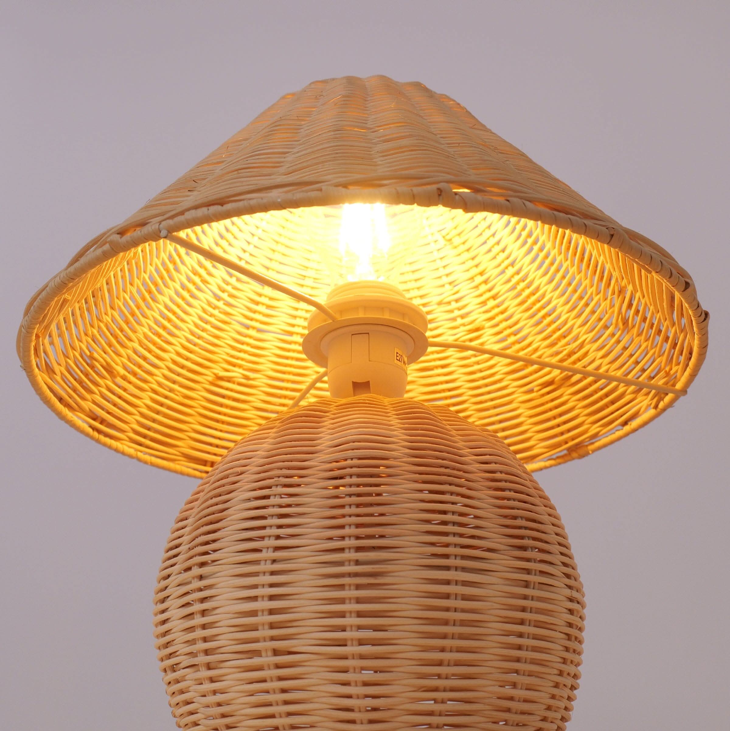 Lightsin Bohemian Rattan Table Lamp Handcrafted Natural Lighting