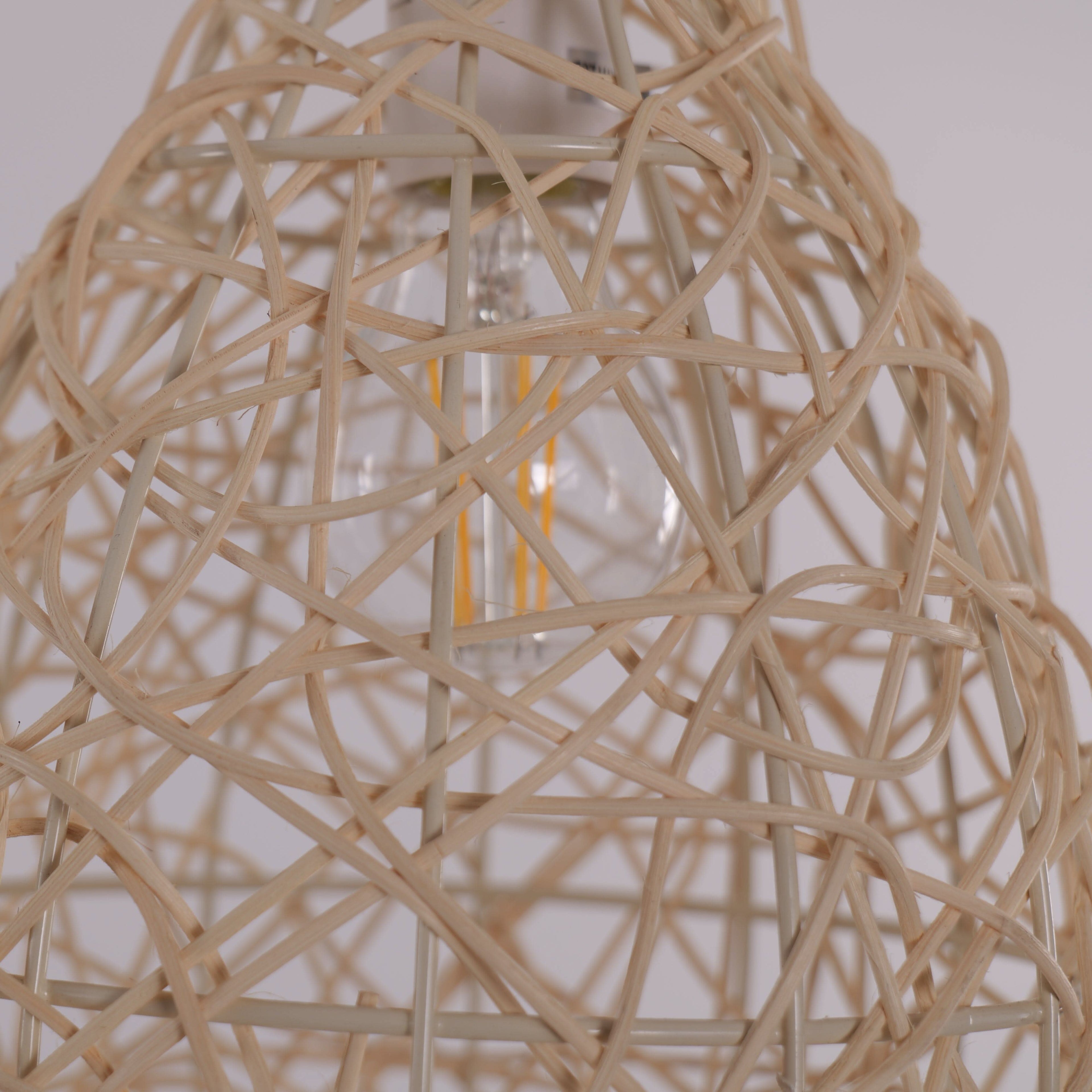 Lightsin Natural Rattan and Bamboo Pendant Light with Iron Frame