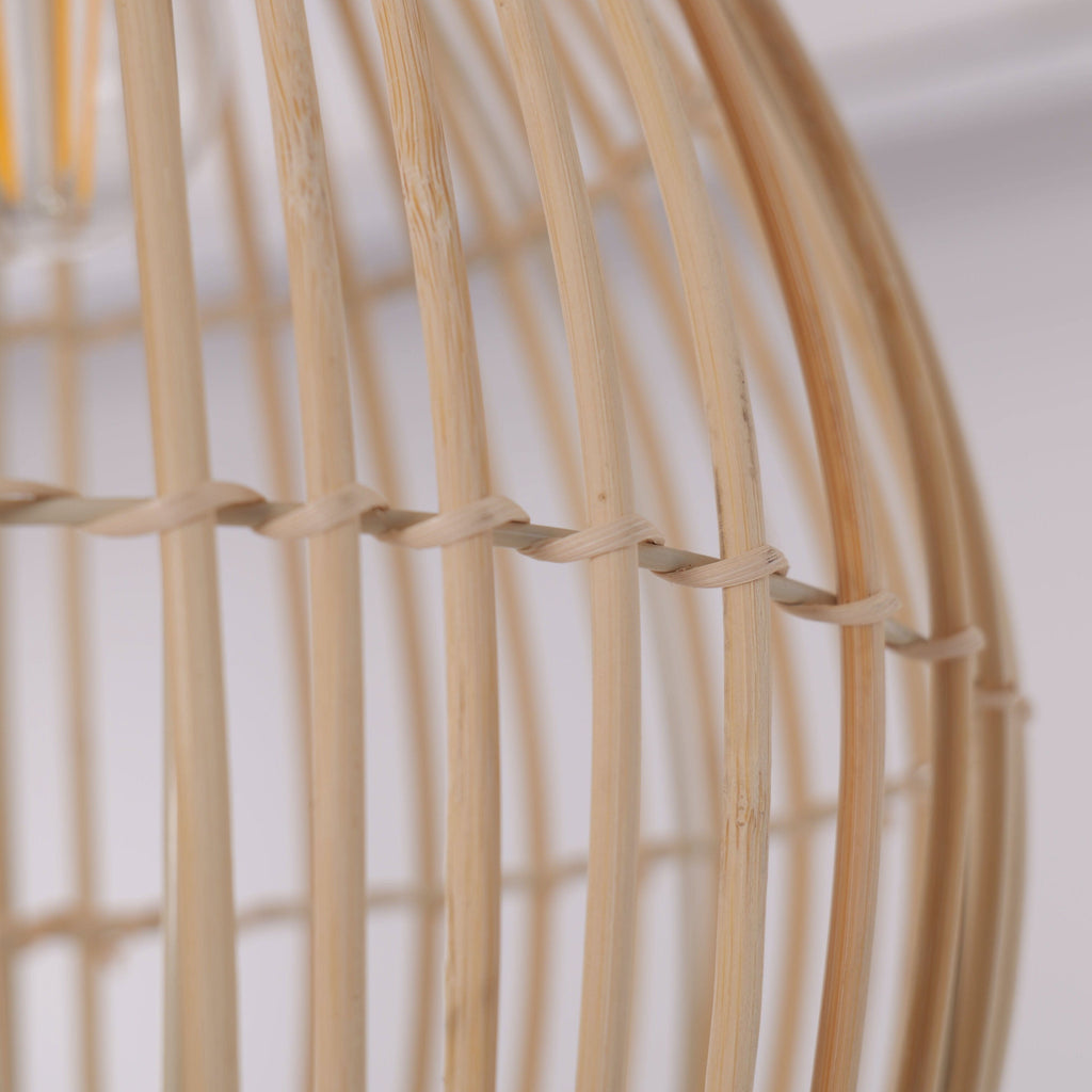 Lightsin Natural Rattan and Bamboo Pendant Light with Iron Frame