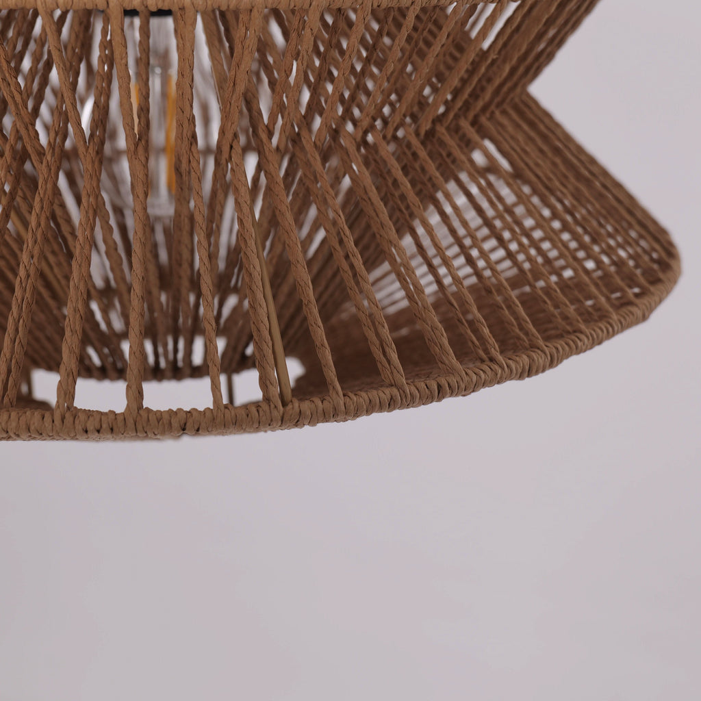 Lightsin Khaki Handwoven Paper Rope Pendant Light with Iron Frame