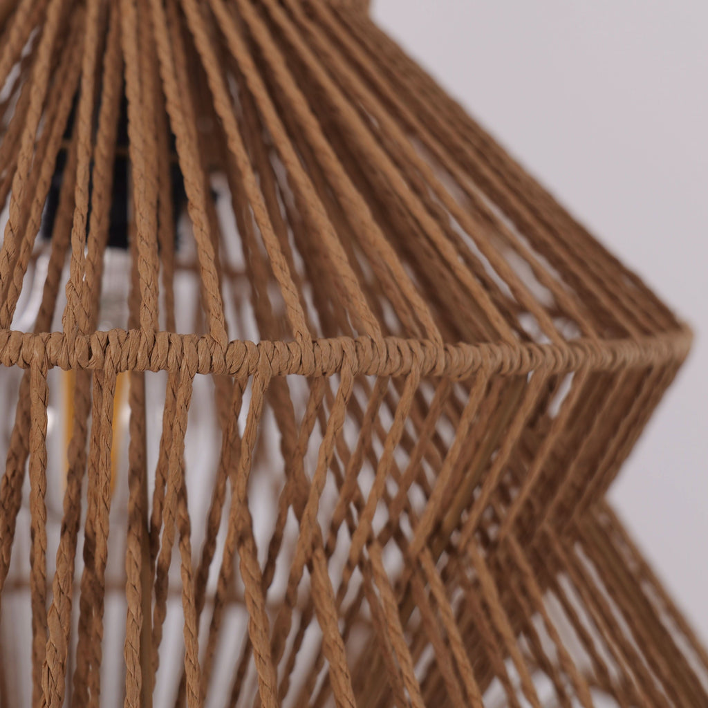 Lightsin Khaki Handwoven Paper Rope Pendant Light with Iron Frame
