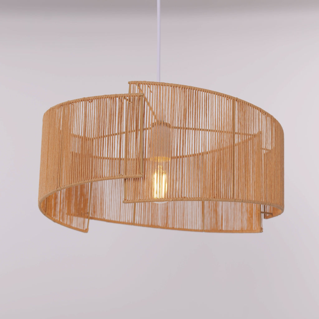 Lightsin Twist  Handwoven Paper Rope Pendant Light for Cozy Living Spaces