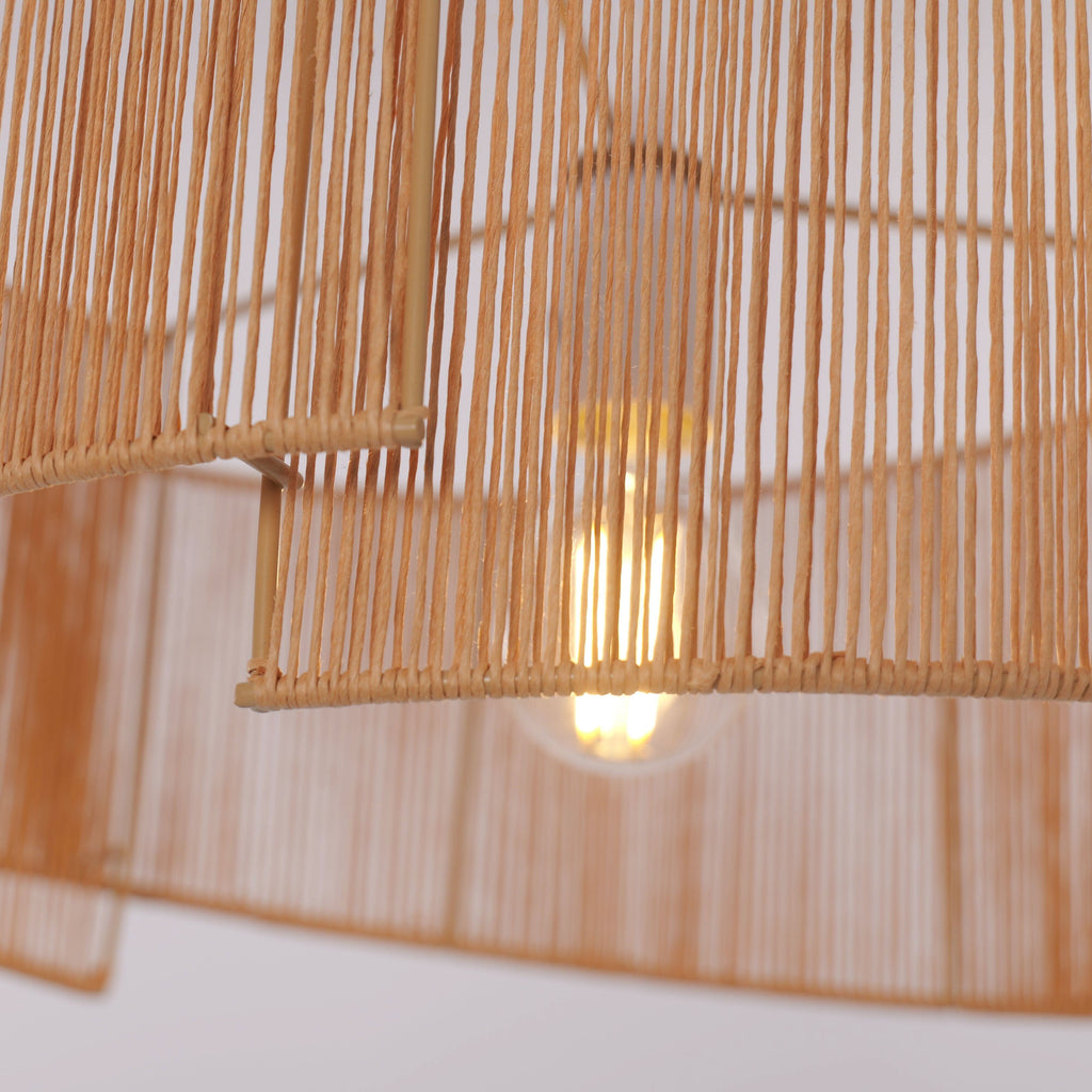 Lightsin Twist  Handwoven Paper Rope Pendant Light for Cozy Living Spaces