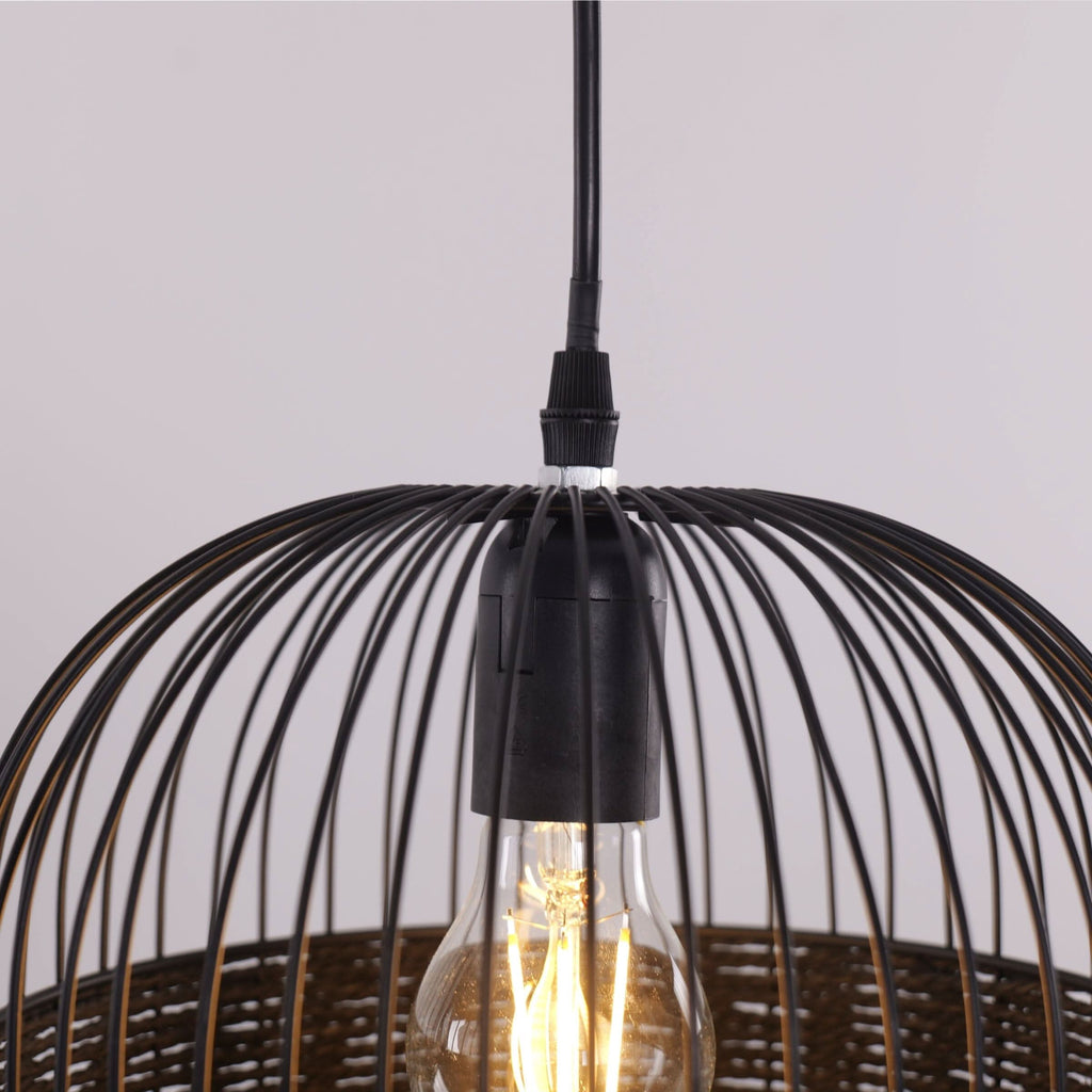 Glyph-Lightsin Black Handcrafted Pendant Light Industrial Rattan Design for Home Decor