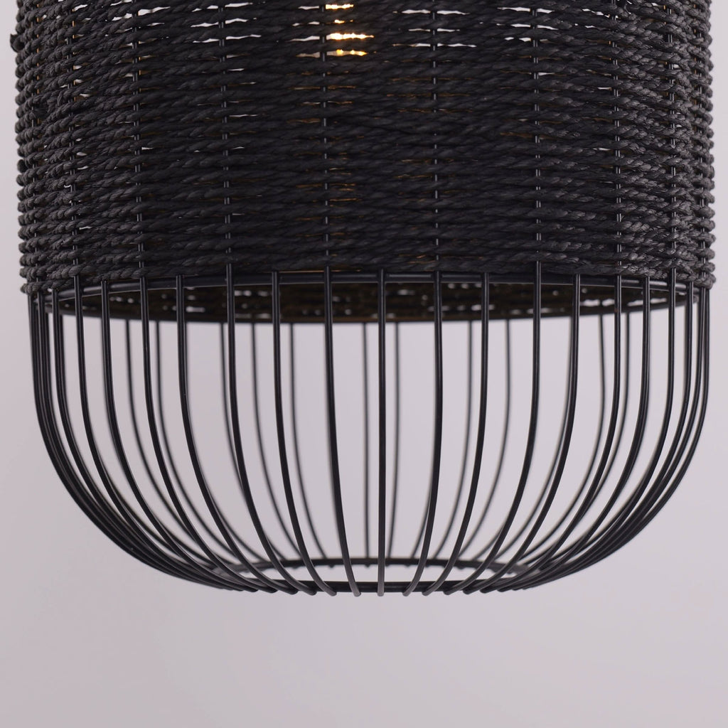 Glyph-Lightsin Black Handcrafted Pendant Light Industrial Rattan Design for Home Decor