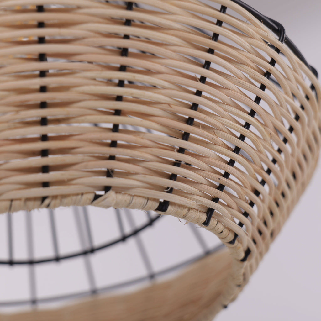 Glyph-Lightsin Geometric Rattan and Iron Pendant Light for Dining, Kitchen, and Living Rooms