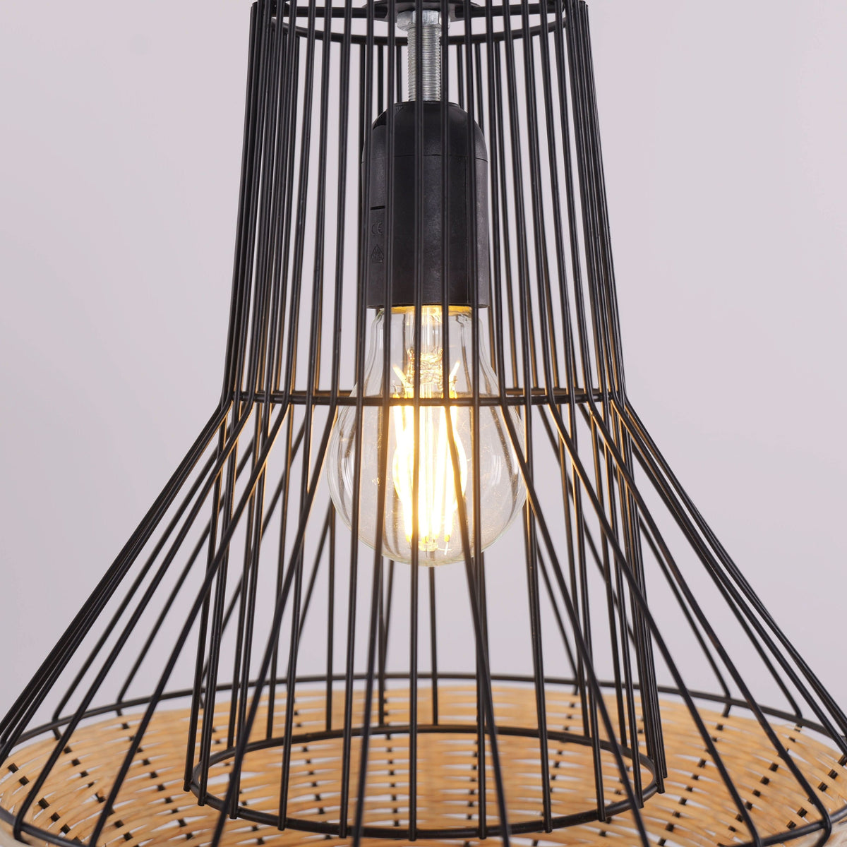 Glyph-Lightsin Geometric Rattan and Iron Pendant Light for Dining, Kitchen, and Living Rooms