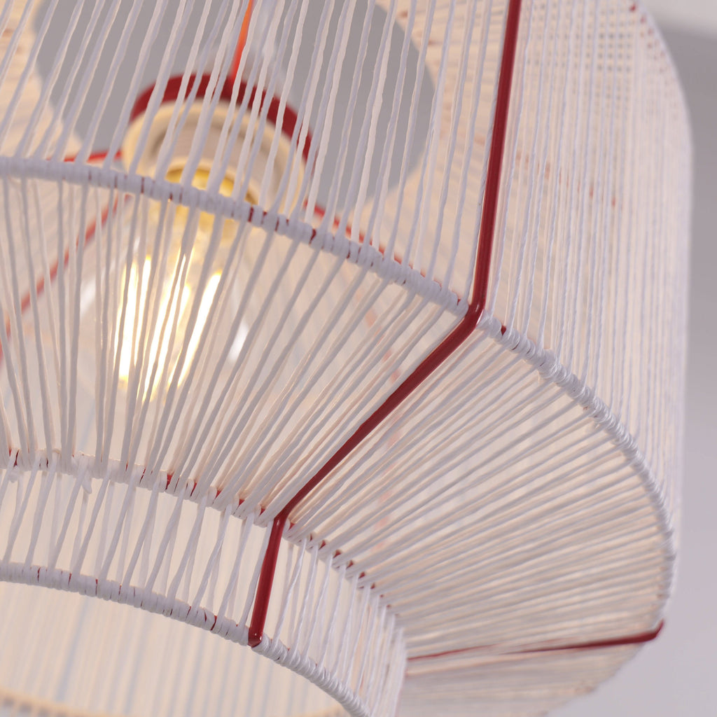 Lightsin Modern Handwoven White Paper Rope Pendant Light for Cozy Interiors