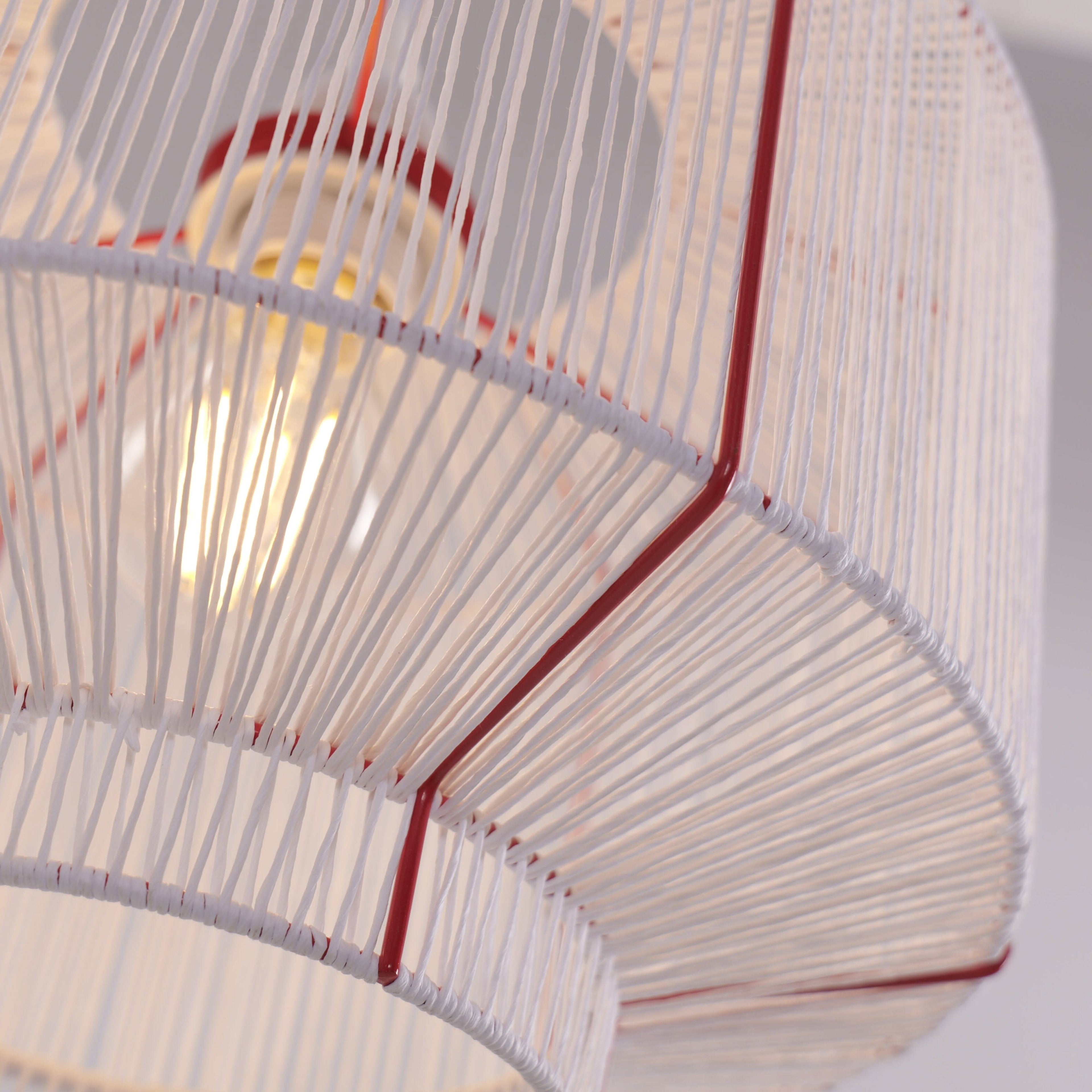Lightsin Modern Handwoven White Paper Rope Pendant Light for Cozy Interiors
